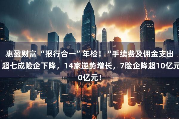 惠盈财富 “报行合一”年检！“手续费及佣金支出”超七成险企下降，14家逆势增长，7险企降超10亿元！